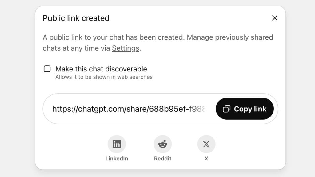 chatgpt search indexing feature removed