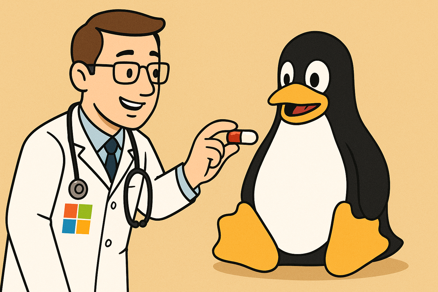 microsoft doctor logo linux pill wide