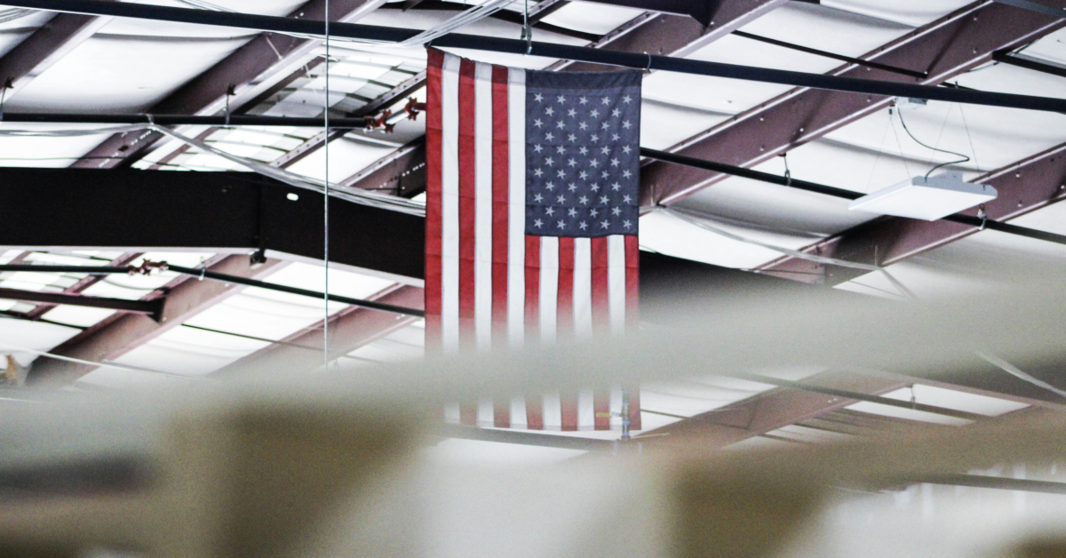 USA flag manufacturing factory Unsplash