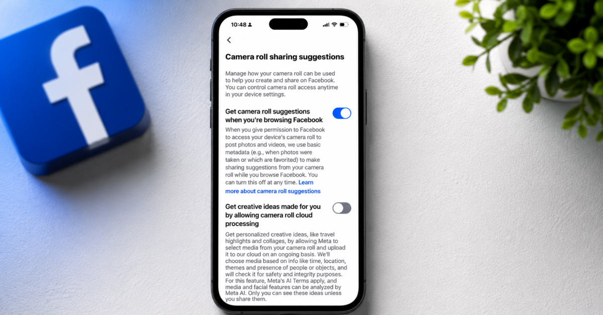 facebook camera roll sharing suggestions privacy Unsplash