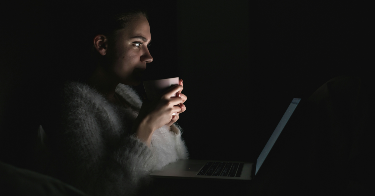 Creepy scared laptop woman Unsplash