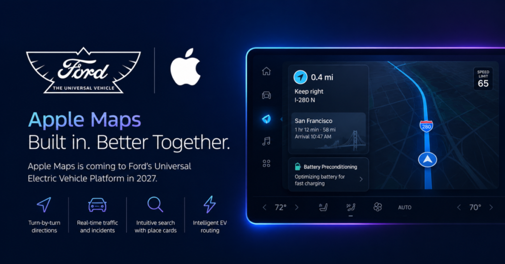 Ford’s $30,000 electric vehicle will have Apple Maps built right into the dashboard