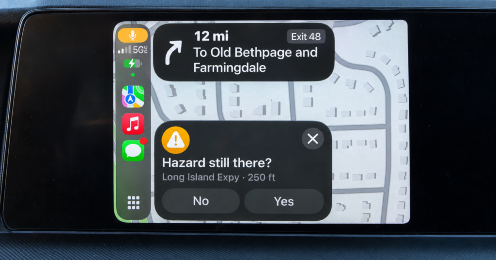Apple Maps asked me to answer a question while I was driving at 55 mph