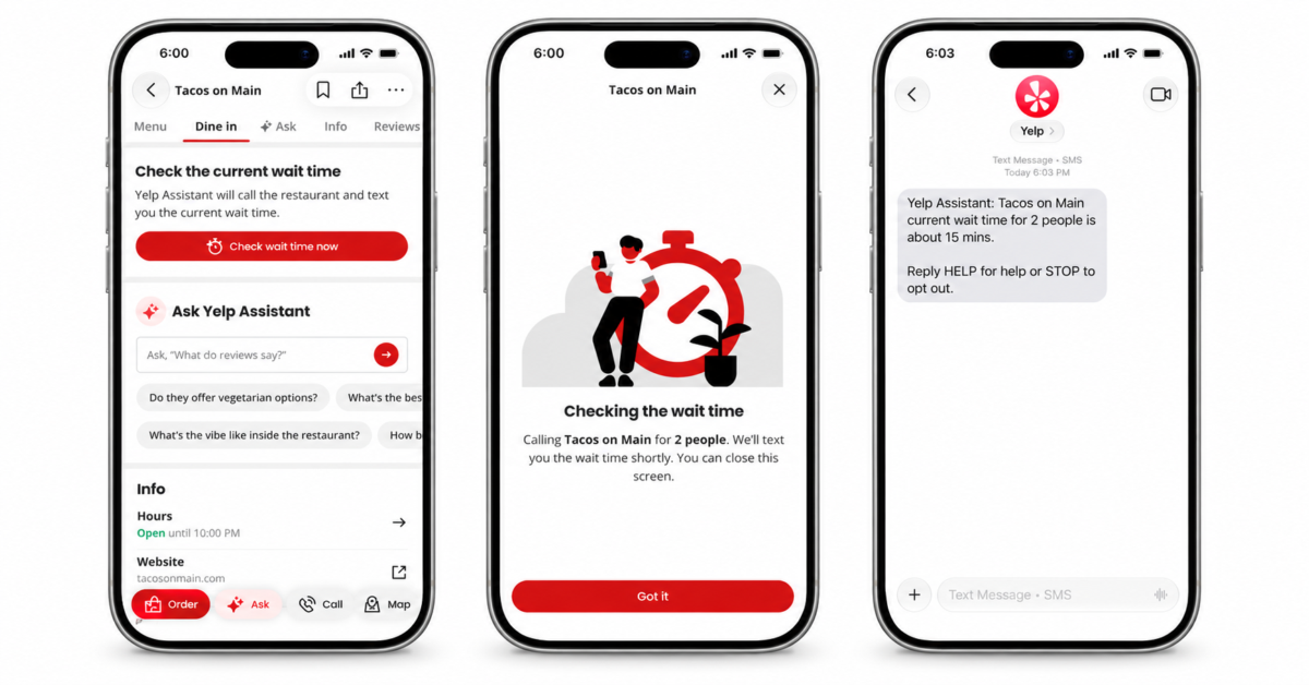 Yelp AI will call restaurants so you do not have to